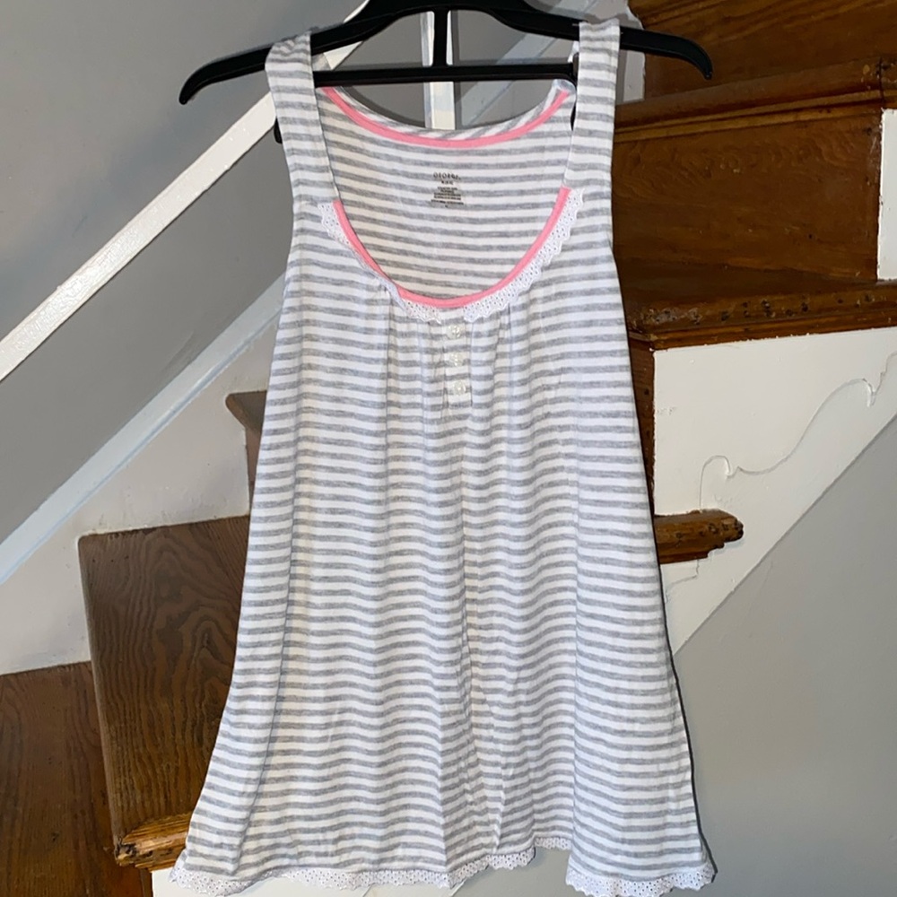 George Sleepwear Tank Top White & Gray Stripes camisoles Size medium 8-10